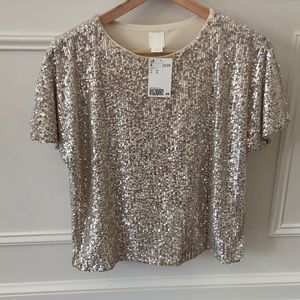 NWT silver sequin t-shirt